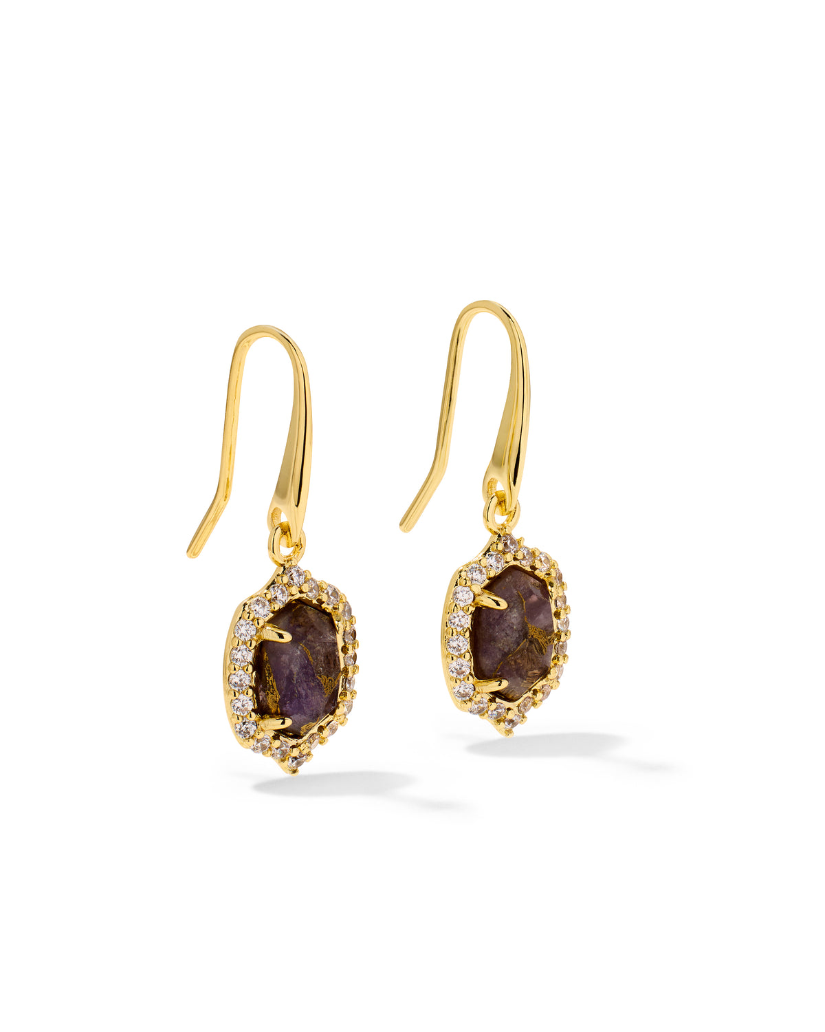 Kendra Scott Daphne Crystal Frame Drop Earring-Gold Bronze Purple Amethyst