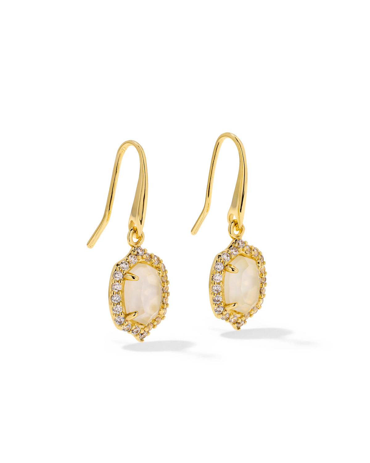 Kendra Scott Daphne Crystal Frame Drop Earring-Gold Ivory MOP