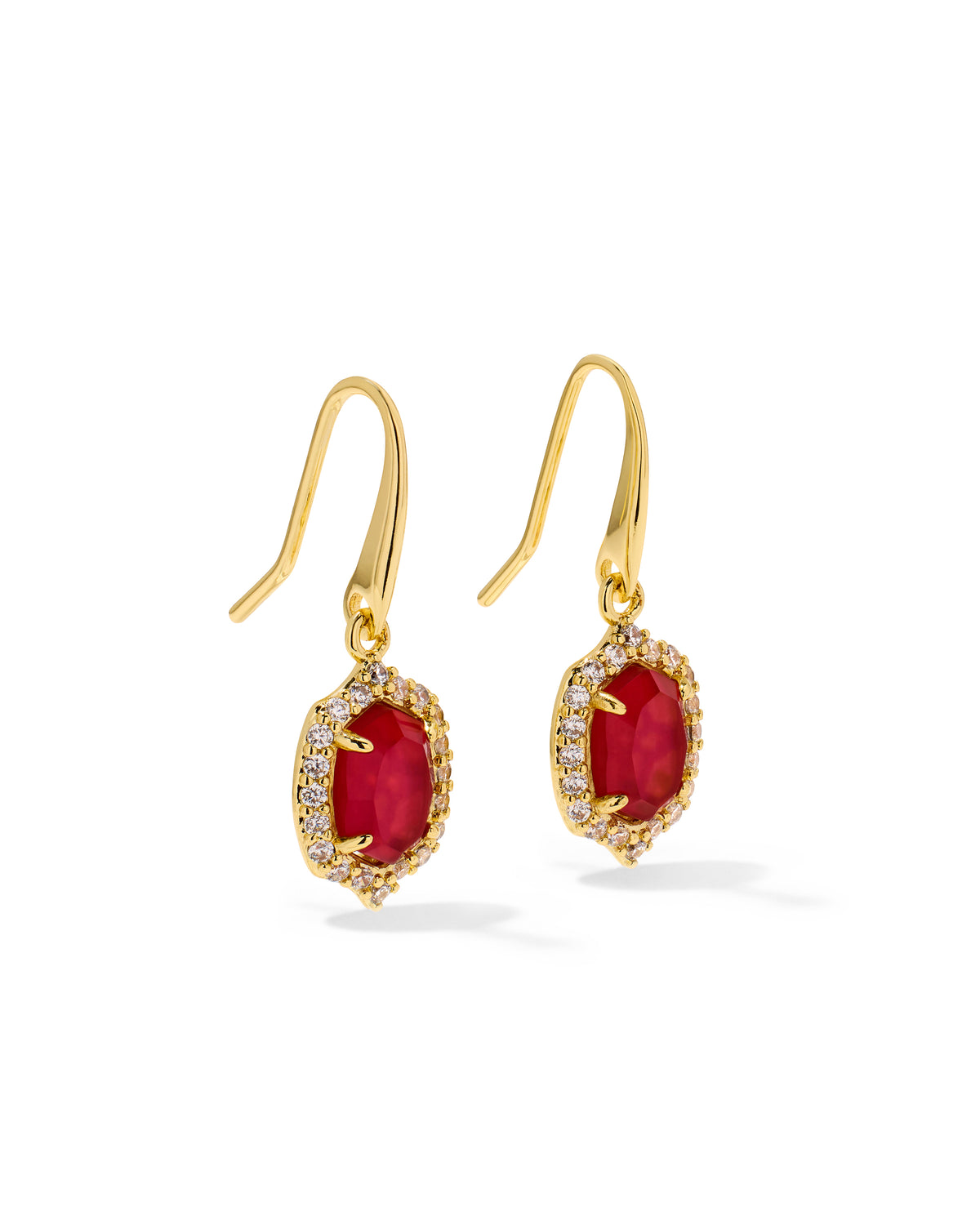Kendra Scott Daphne Crystal Frame Drop Earring-Gold Dark Pink Illusion