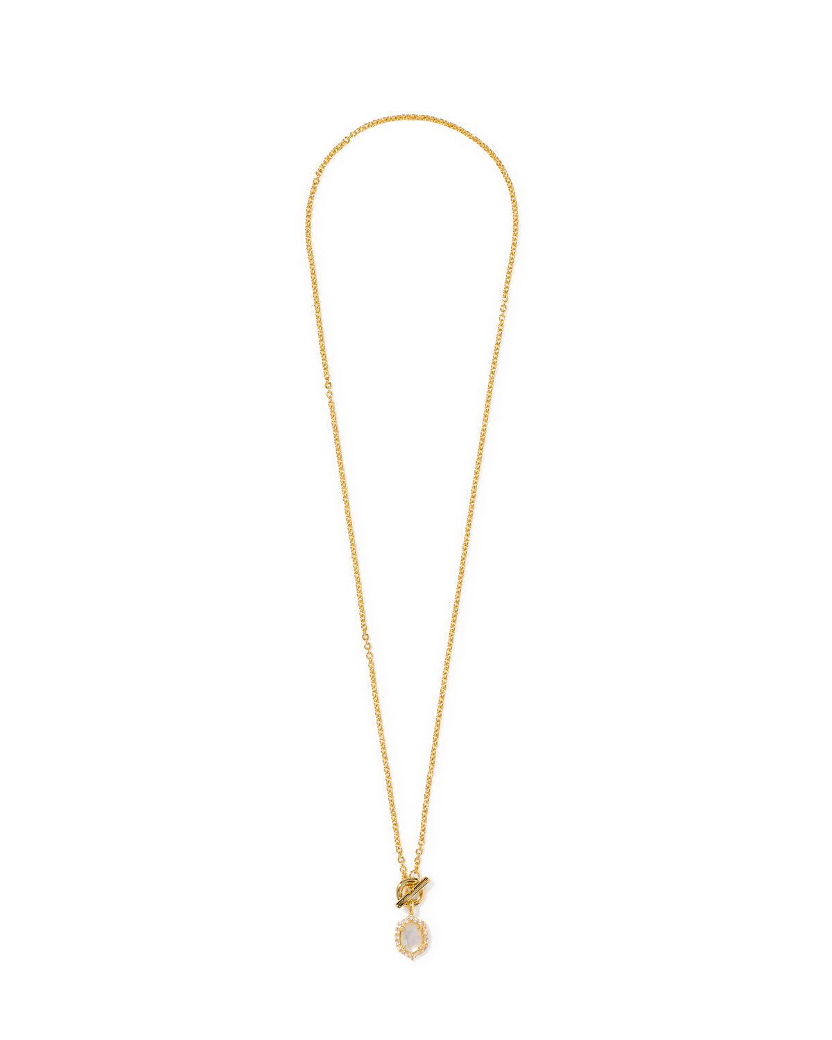 Kendra Scott Daphne Crystal Frame Toggle Necklace-Gold Ivory MOP