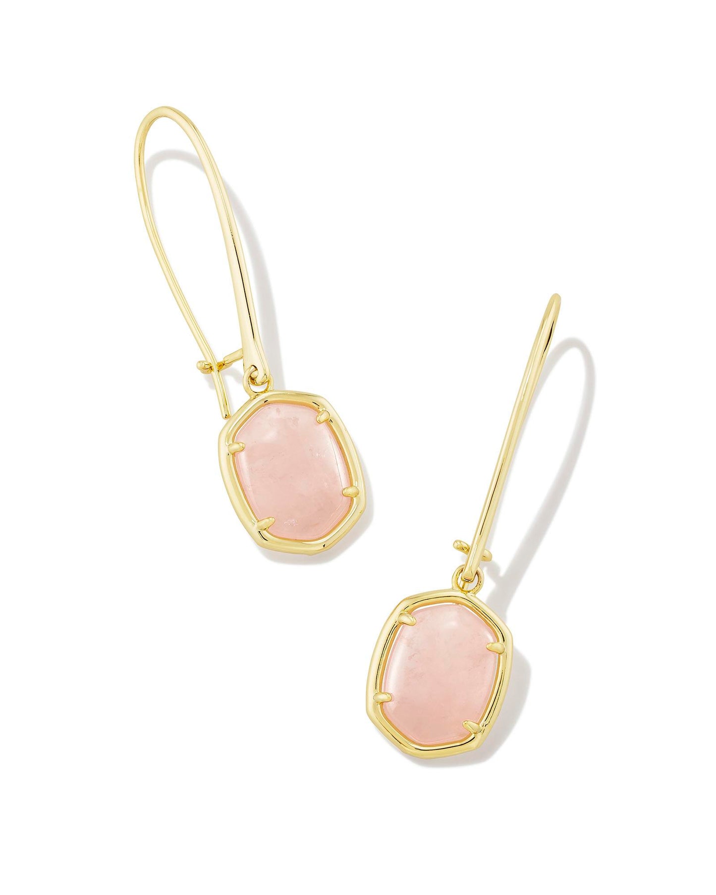 Kendra Scott Daphne Wire Drop Earring-Gold Rose Quartz