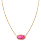 Kendra Scott Elisa Color Burst Framed Necklace-Gold Neon Pink
