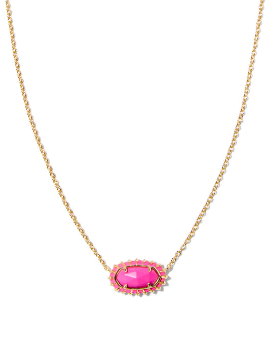 Kendra Scott Elisa Color Burst Framed Necklace-Gold Neon Pink