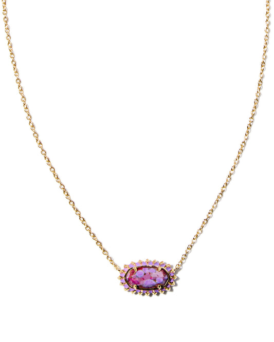 Kendra Scott Elisa Color Burst Framed Necklace-Gold Bronze Veined Violet