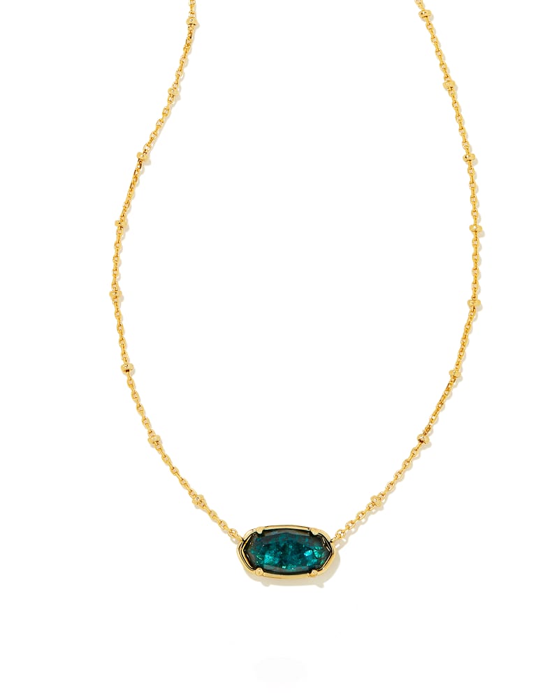 Kendra Scott Faceted Elisa Short Pendant Necklace-Gold Dark Teal Mix