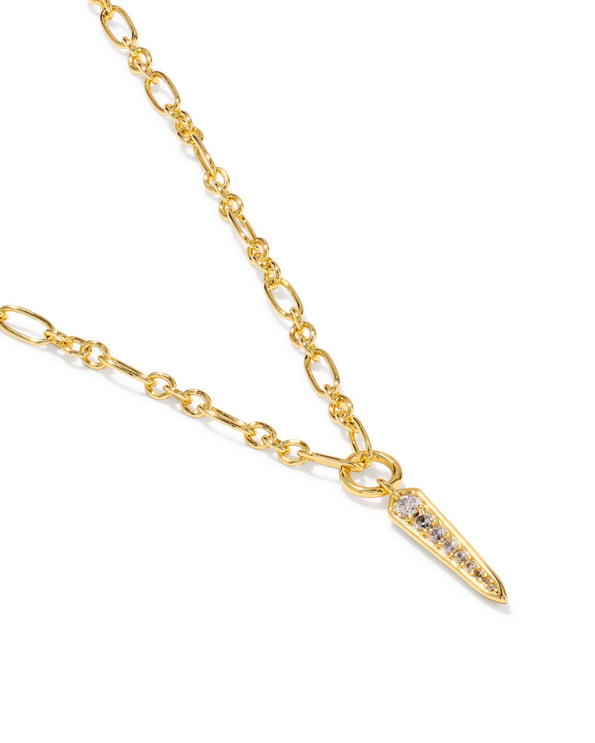 Kendra Scott Fate Short Pendant Necklace-Gold/White CZ