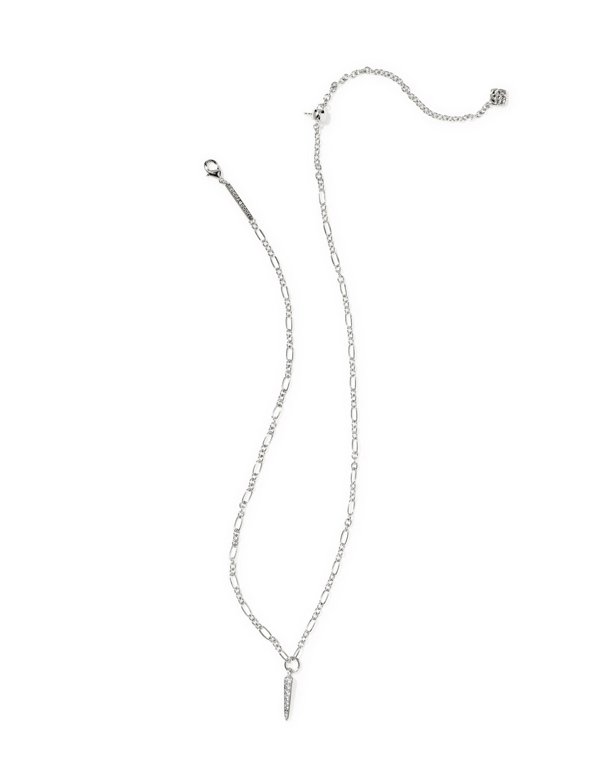 Kendra Scott Fate Short Pendant Necklace-Silver/White CZ