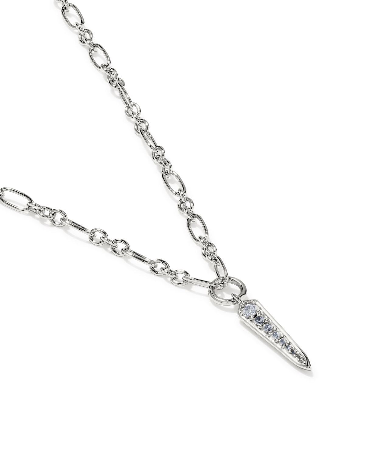 Kendra Scott Fate Short Pendant Necklace-Silver/White CZ