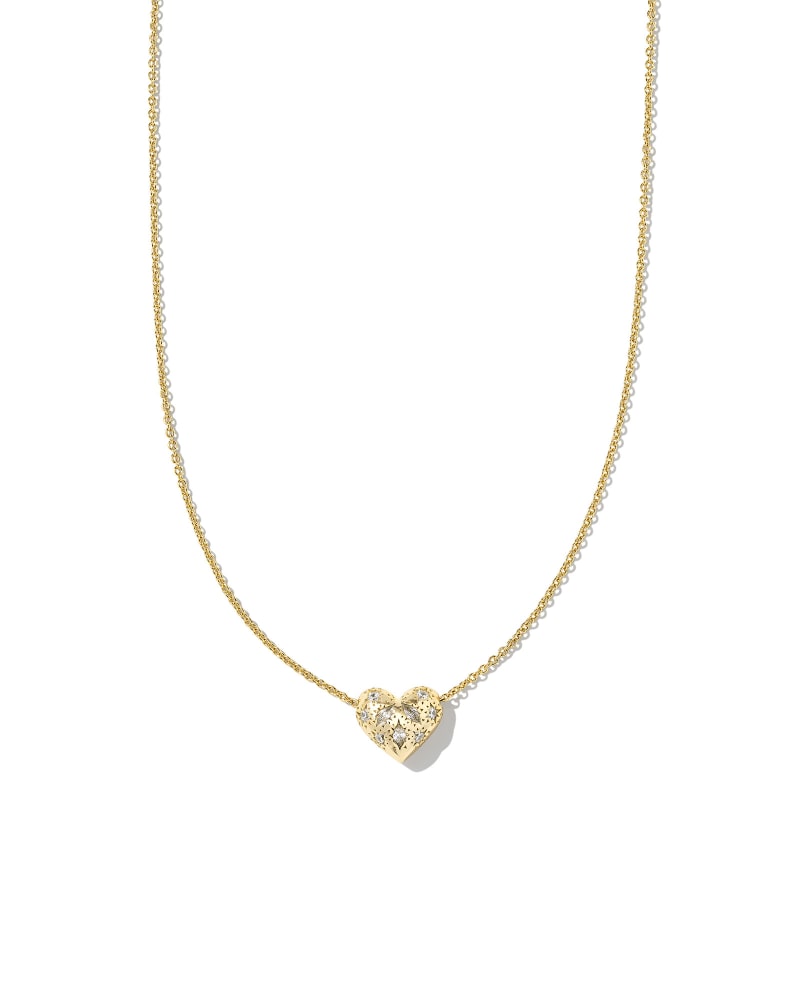 Kendra Scott Holland Heart Pendant Necklace- Gold White Crystal