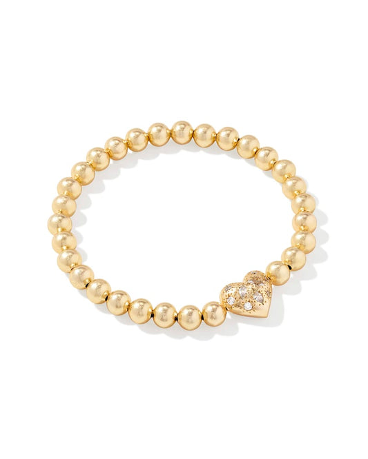 Kendra Scott Holland Heart Stretch Bracelet-Gold White Crystal