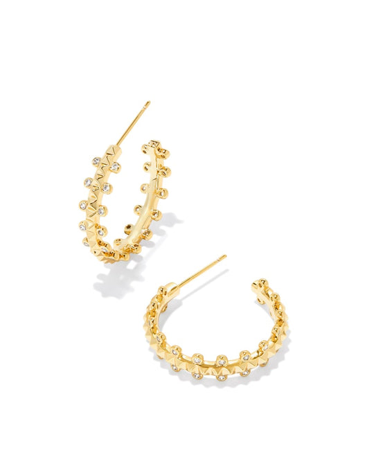 Kendra Scott Jada Small Hoop Earring- Gold White Crystal