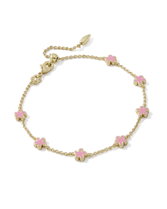 Kendra Scott Jane Delicate Chain Bracelet - Gold Dark Pink Enamel