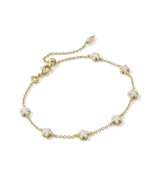 Kendra Scott Jane Delicate Chain Bracelet - Gold White Enamel