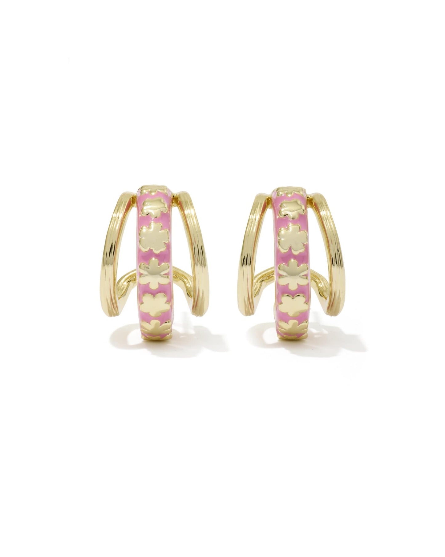 Kendra Scott Jane Huggie Earrings - Gold Dark Pink Enamel