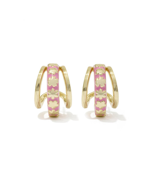 Kendra Scott Jane Huggie Earrings - Gold Dark Pink Enamel