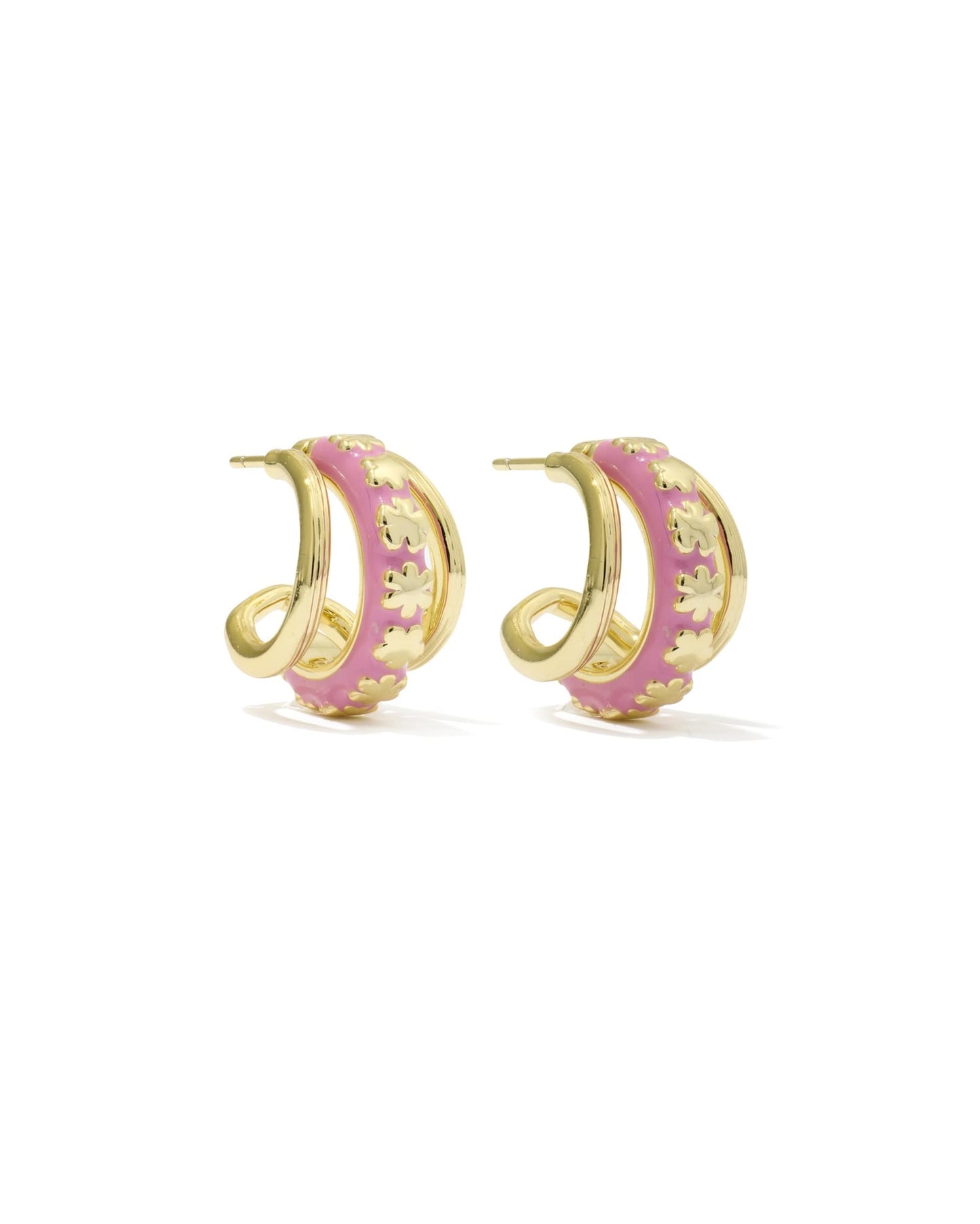 Kendra Scott Jane Huggie Earrings - Gold Dark Pink Enamel
