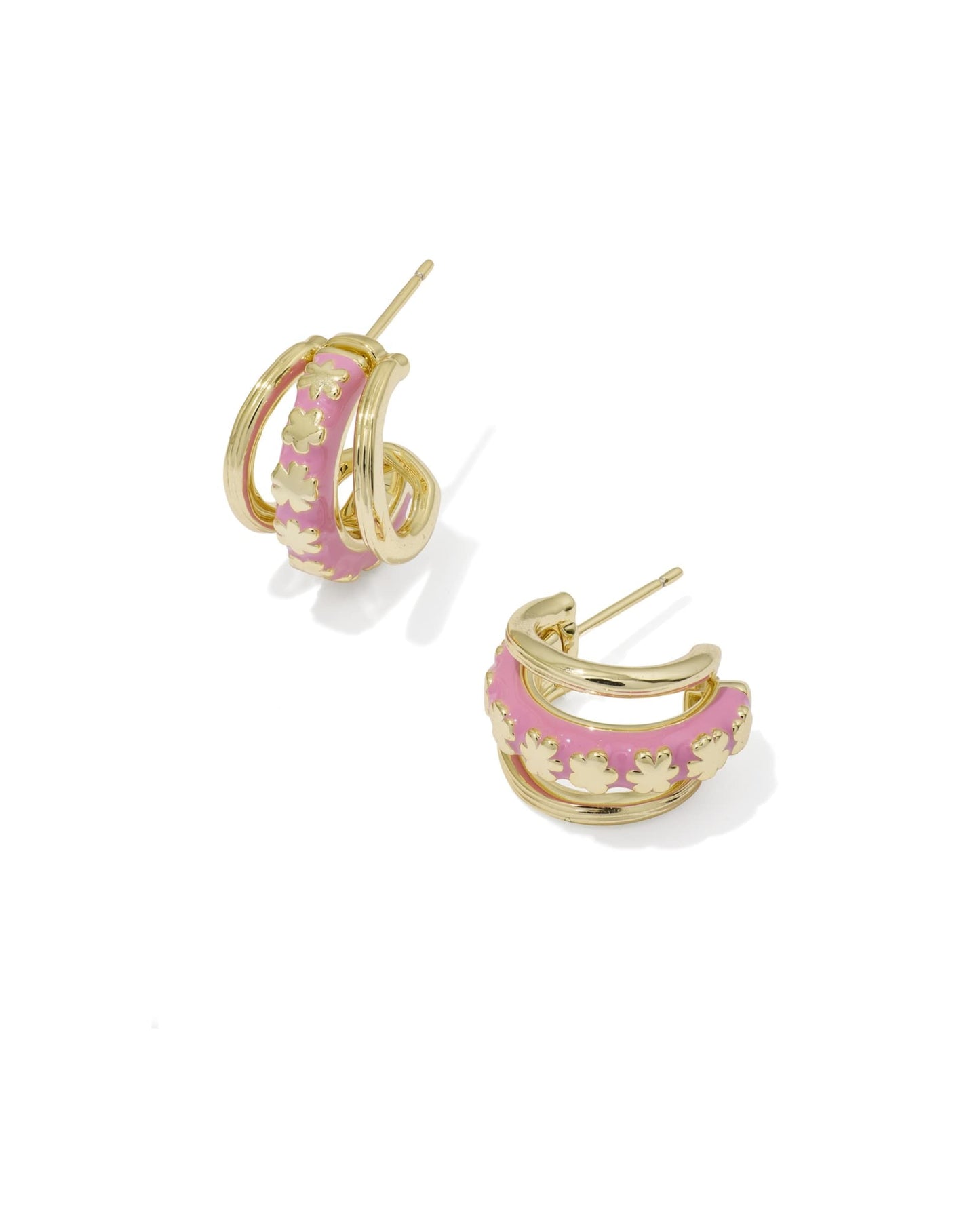 Kendra Scott Jane Huggie Earrings - Gold Dark Pink Enamel