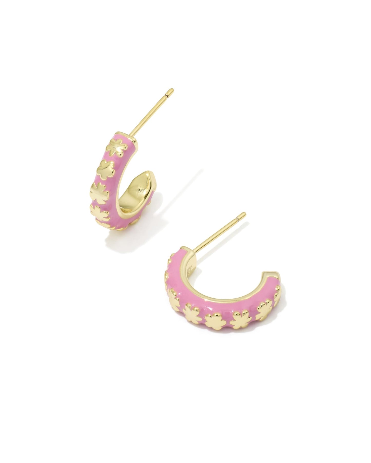 Kendra Scott Jane Huggie Earrings - Gold Dark Pink Enamel