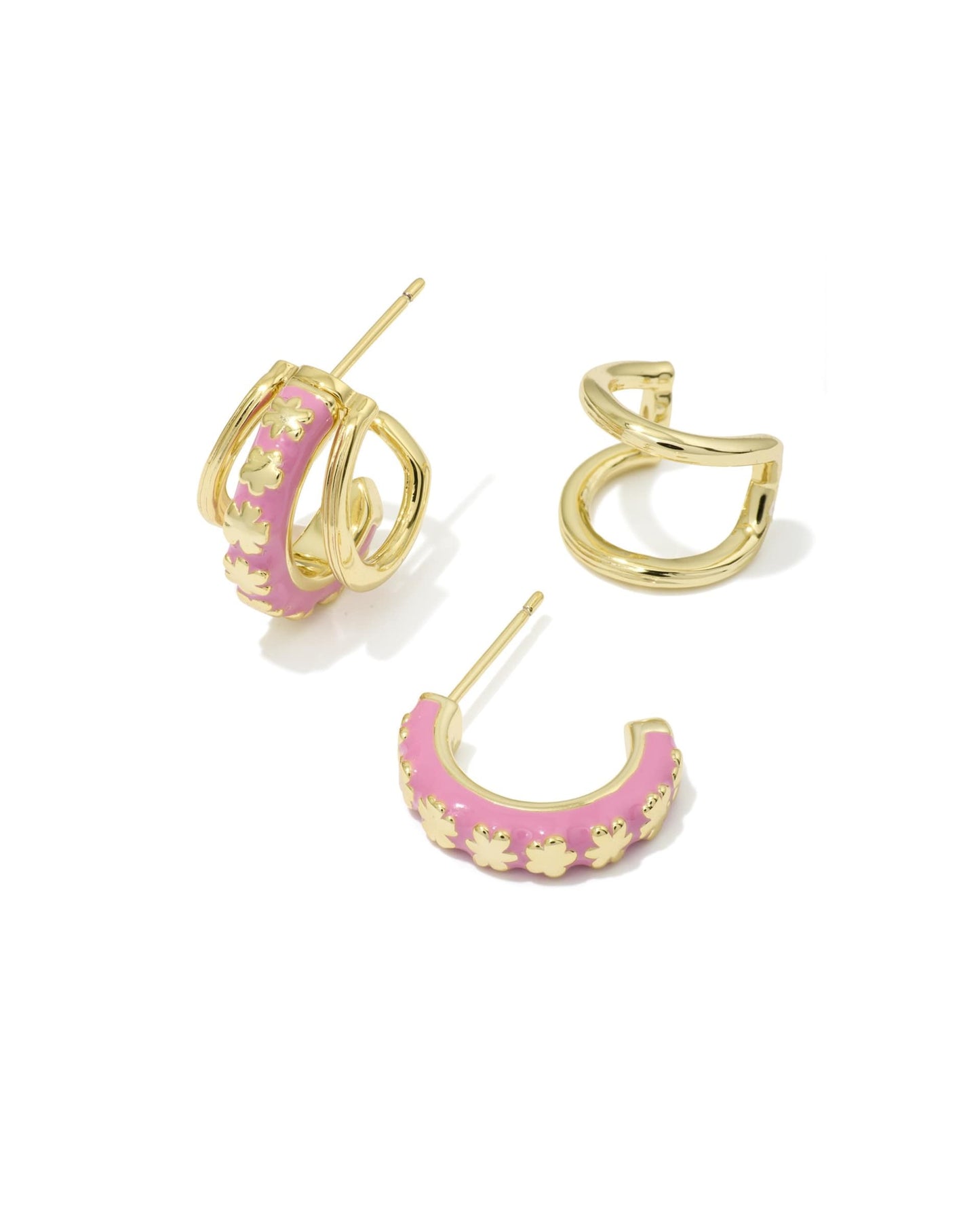 Kendra Scott Jane Huggie Earrings - Gold Dark Pink Enamel