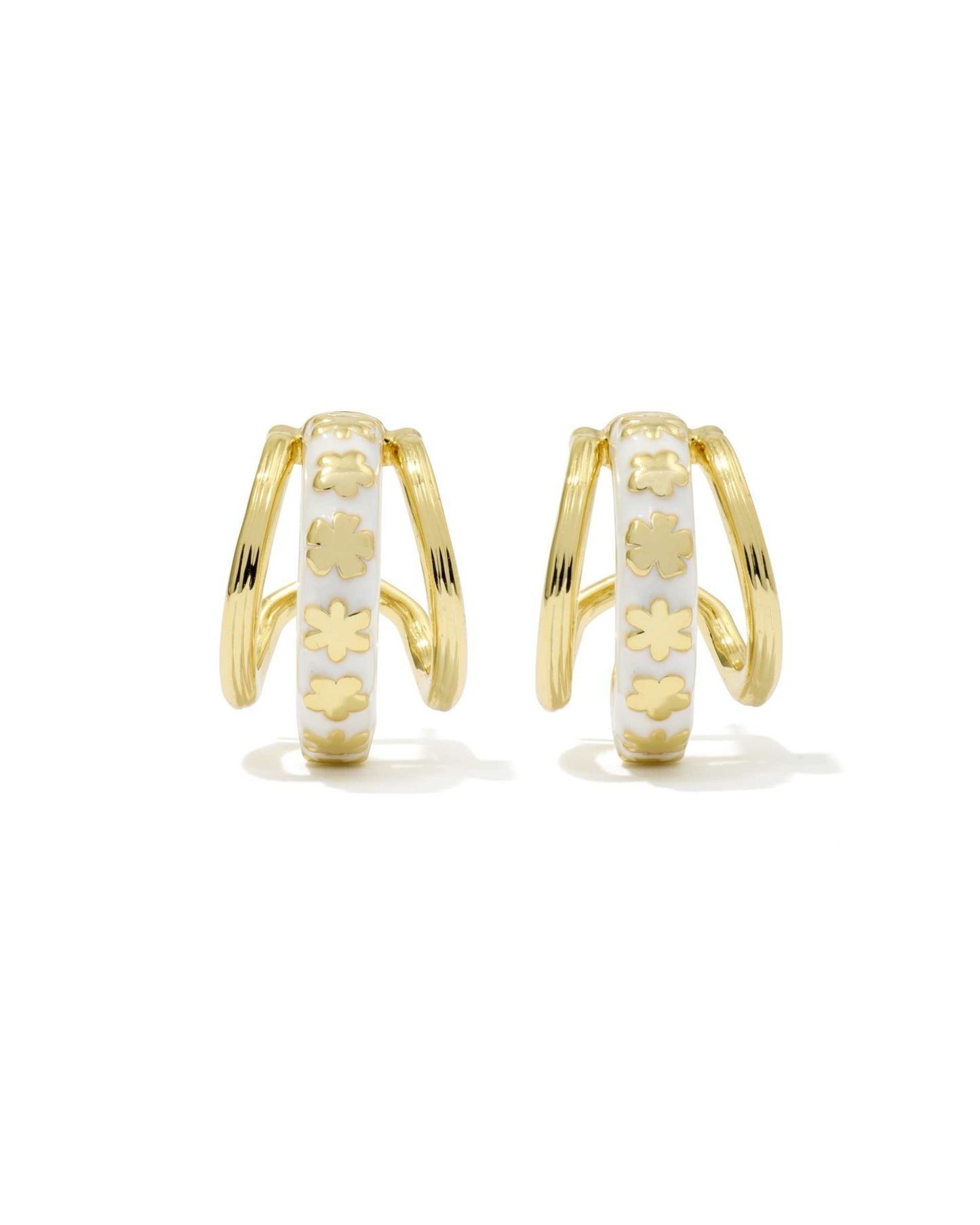 Kendra Scott Jane Huggie Earrings - Gold White Enamel