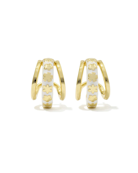 Kendra Scott Jane Huggie Earrings - Gold White Enamel
