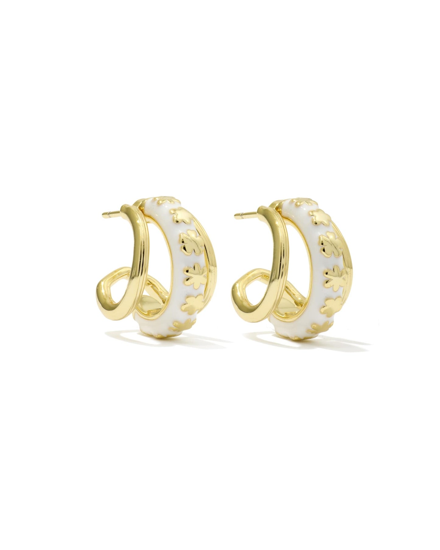 Kendra Scott Jane Huggie Earrings - Gold White Enamel