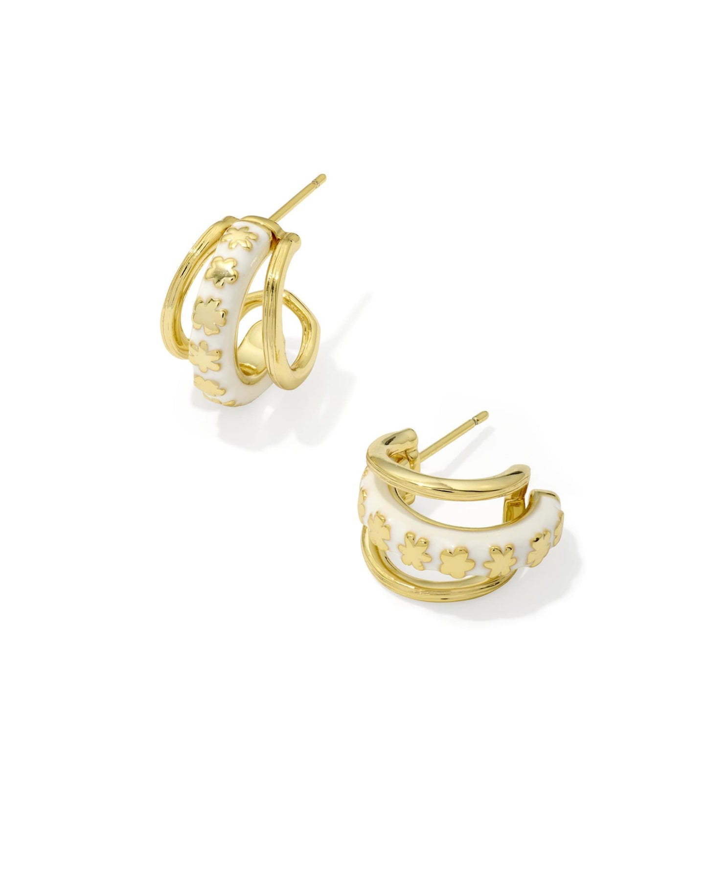 Kendra Scott Jane Huggie Earrings - Gold White Enamel