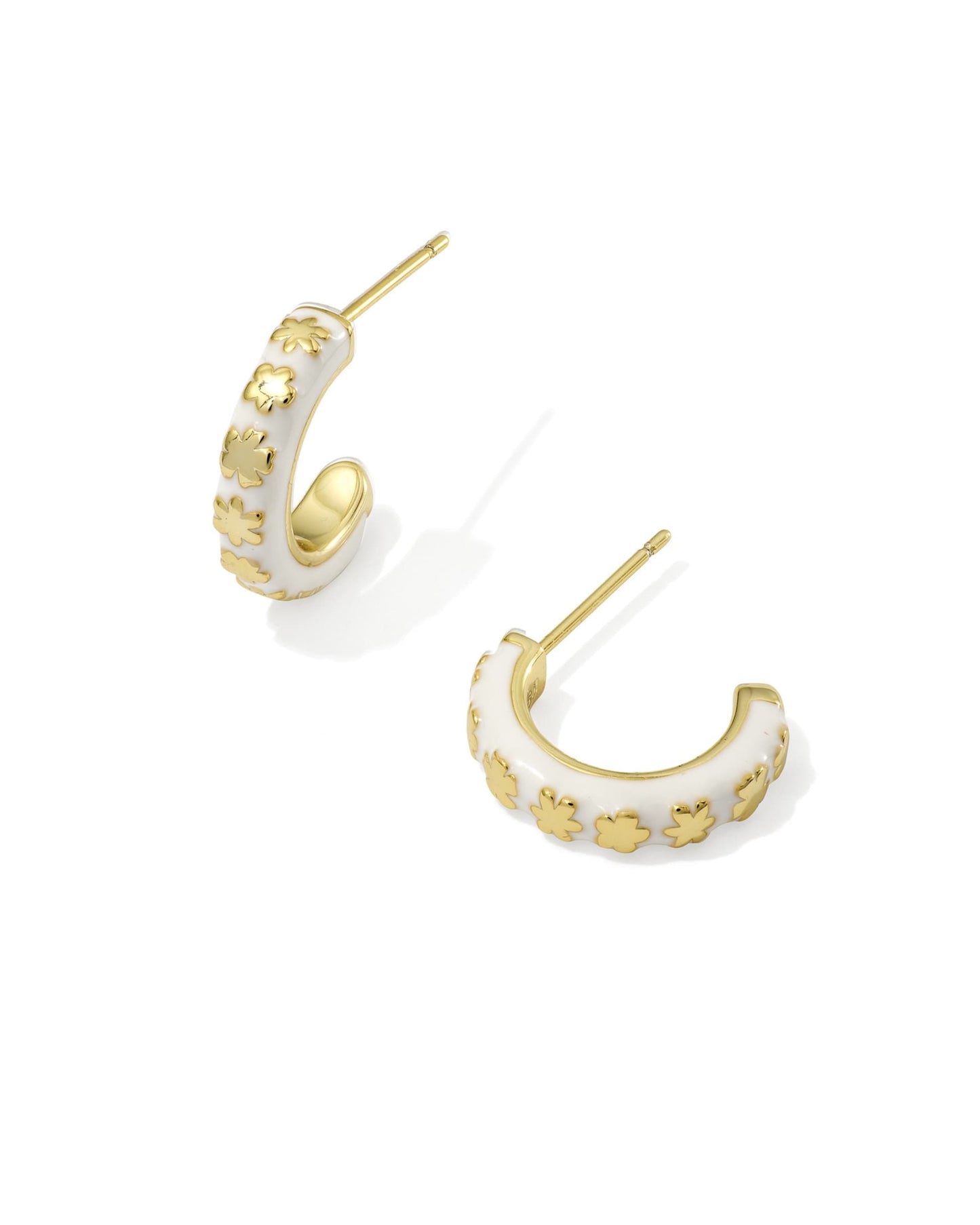 Kendra Scott Jane Huggie Earrings - Gold White Enamel