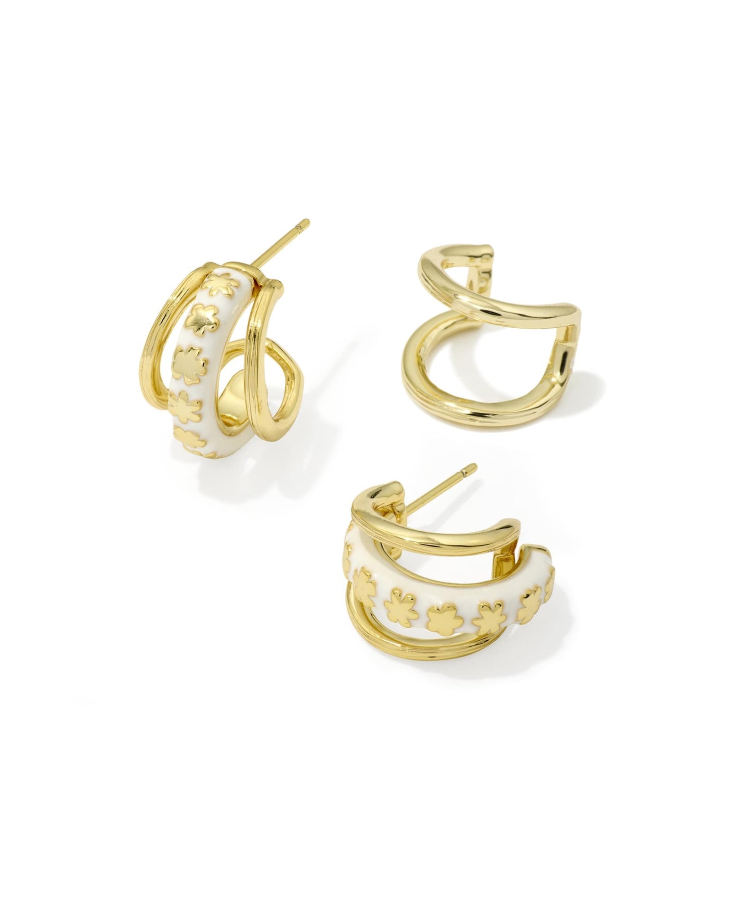 Kendra Scott Jane Huggie Earrings - Gold White Enamel