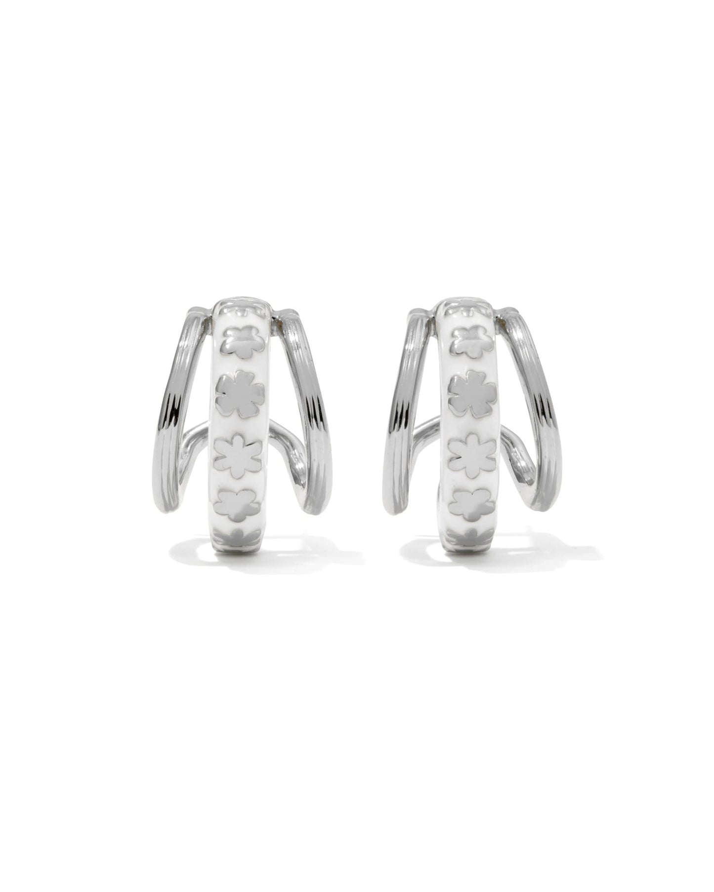 Kendra Scott Jane Huggie Earrings - Silver White Enamel
