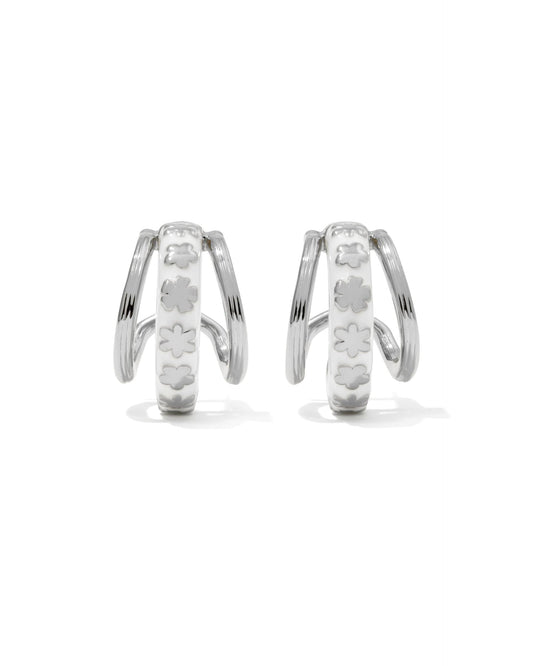 Kendra Scott Jane Huggie Earrings - Silver White Enamel