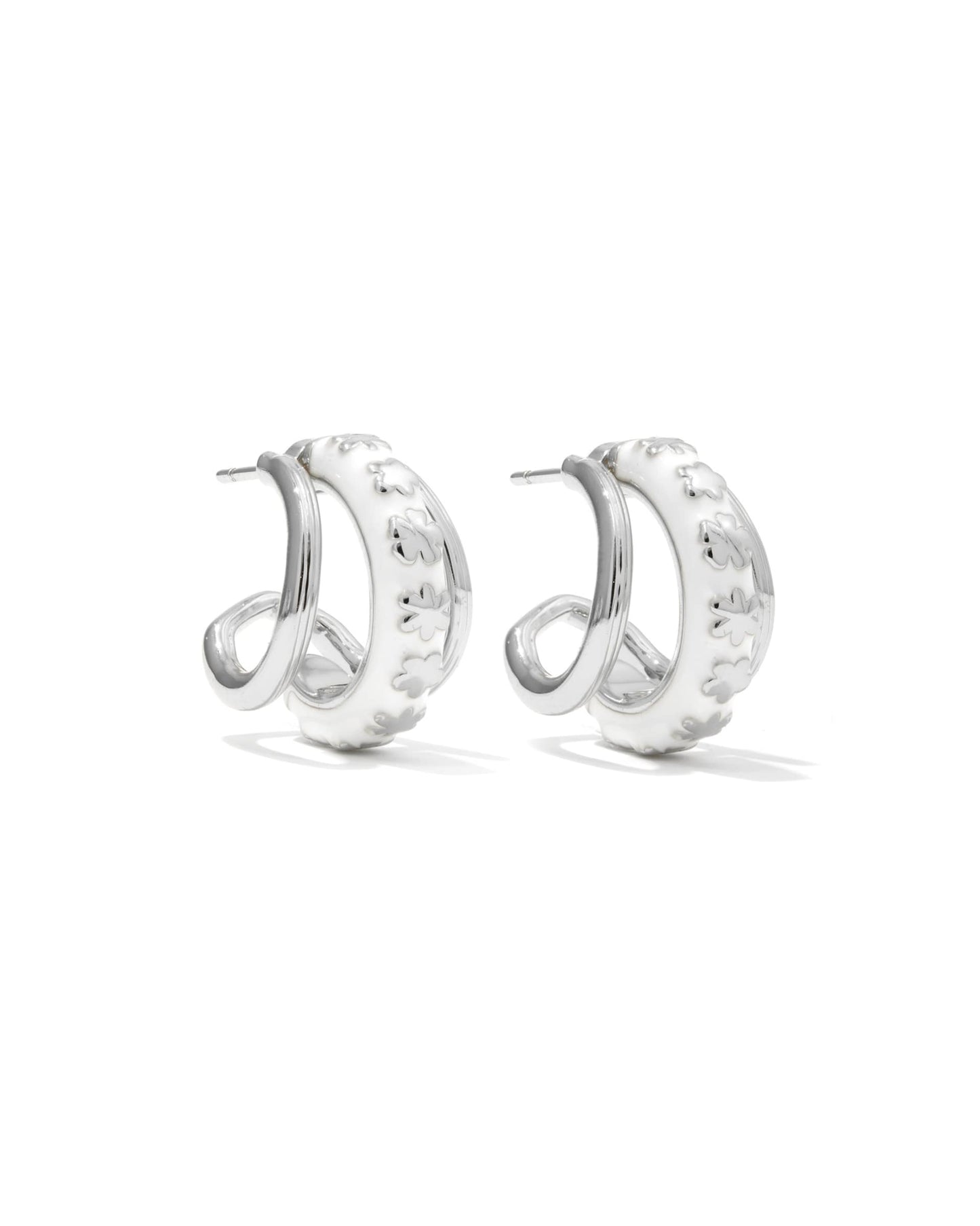 Kendra Scott Jane Huggie Earrings - Silver White Enamel