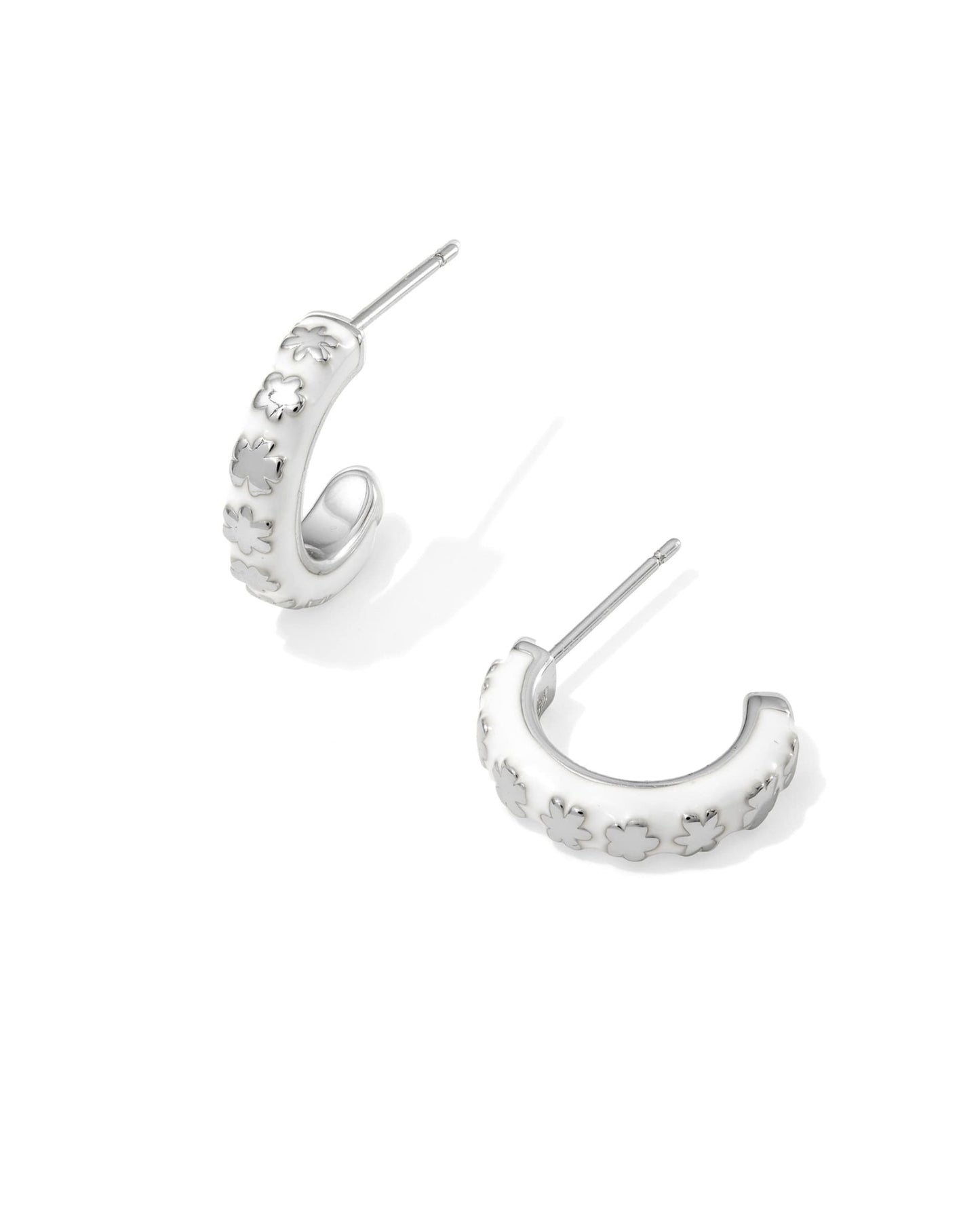 Kendra Scott Jane Huggie Earrings - Silver White Enamel