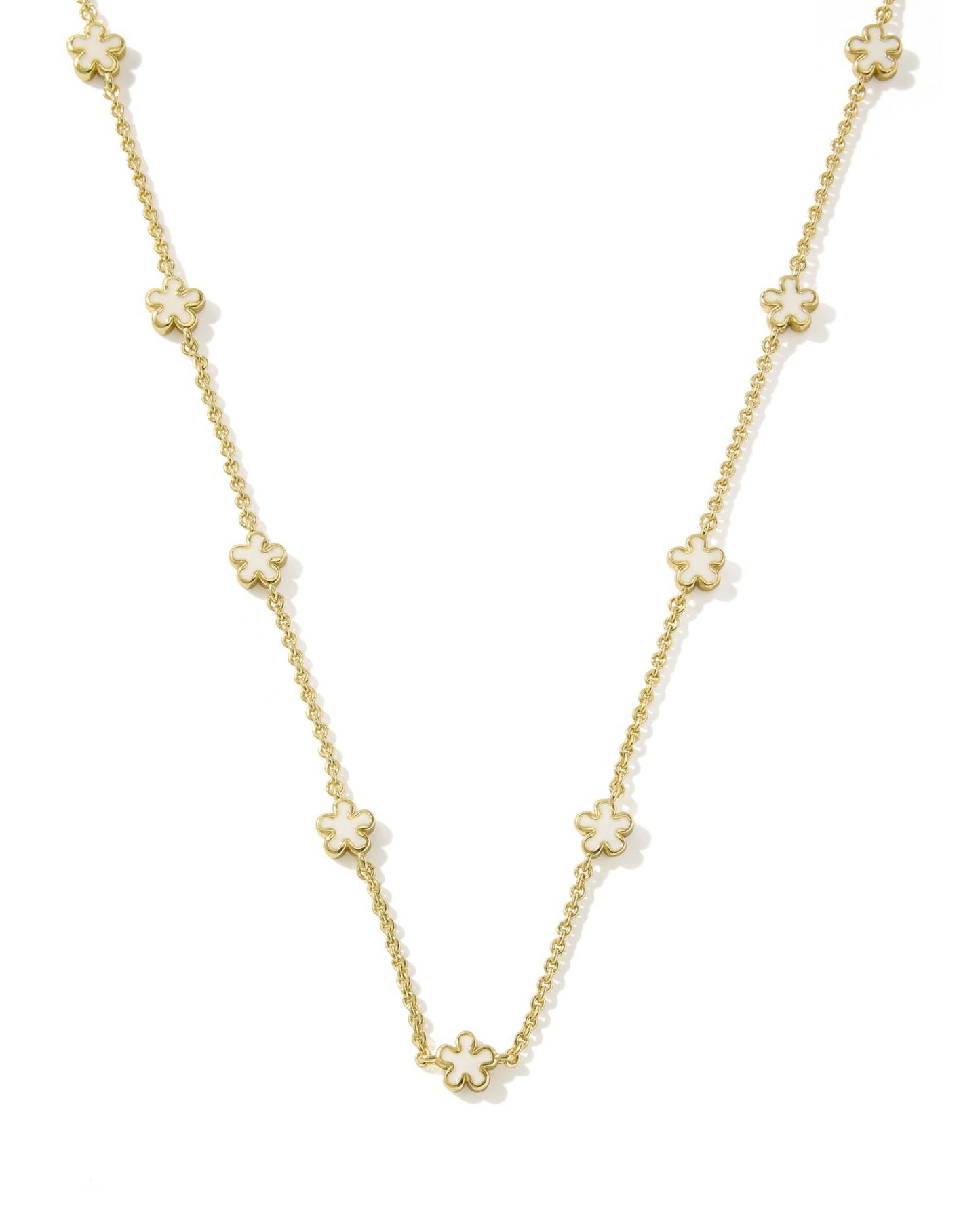 Kendra Scott Jane Gold Strand Necklace - Gold White Enamel