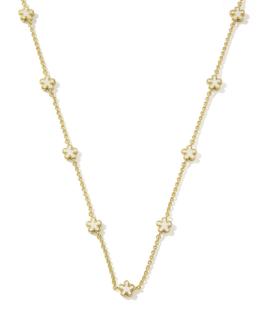 Kendra Scott Jane Gold Strand Necklace - Gold White Enamel