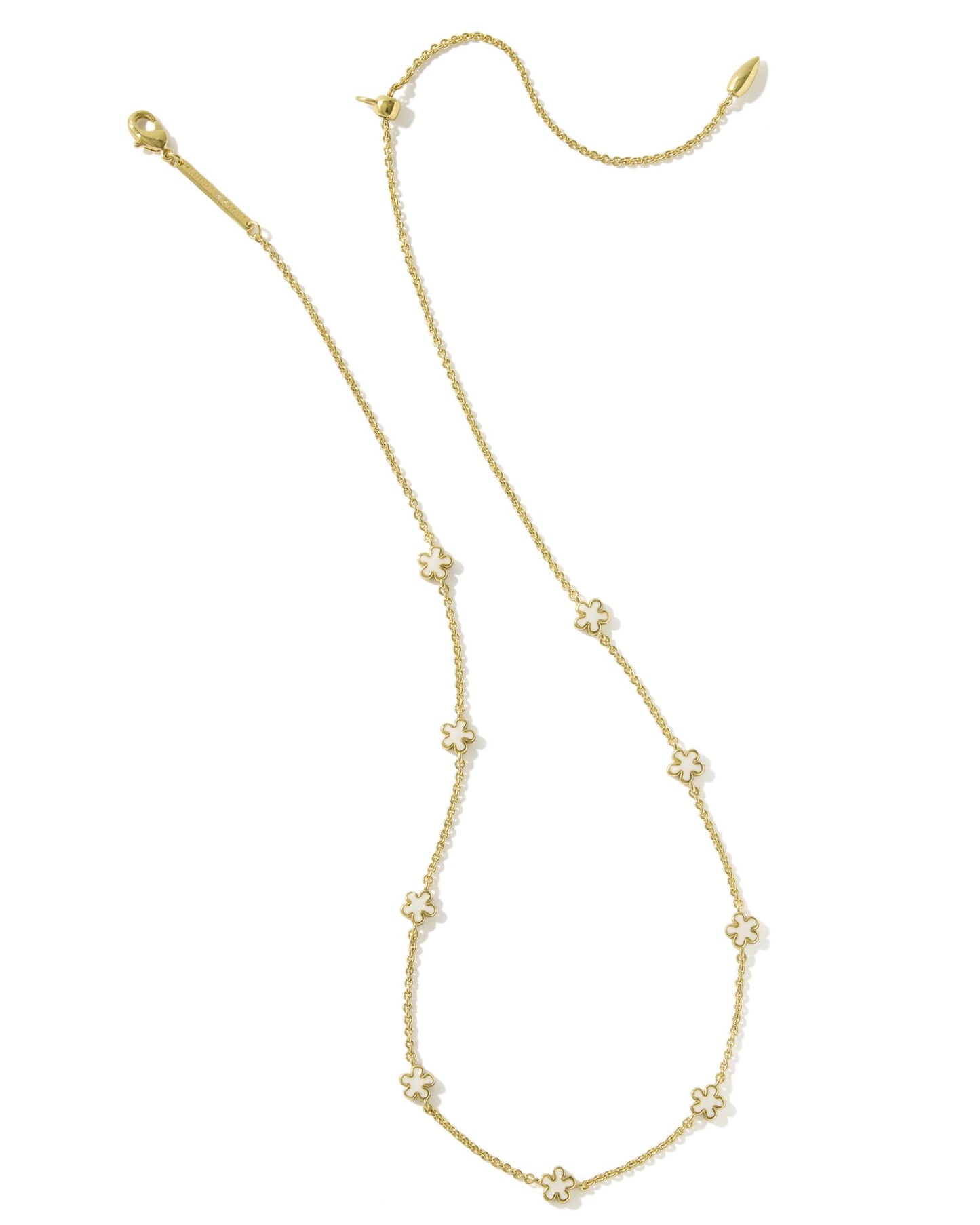 Kendra Scott Jane Gold Strand Necklace - Gold White Enamel