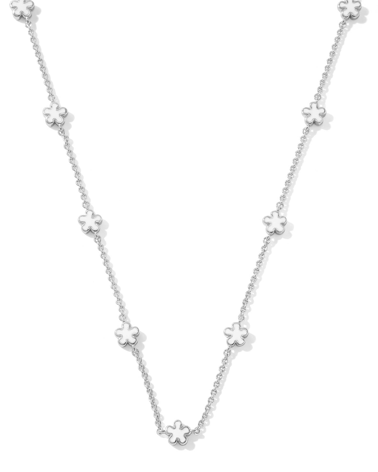 Kendra Scott Jane Silver Strand Necklace - Silver White Enamel