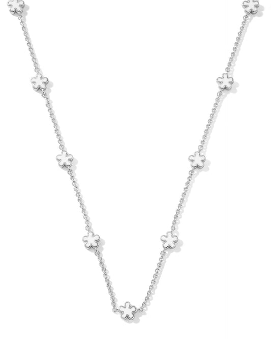 Kendra Scott Jane Silver Strand Necklace - Silver White Enamel
