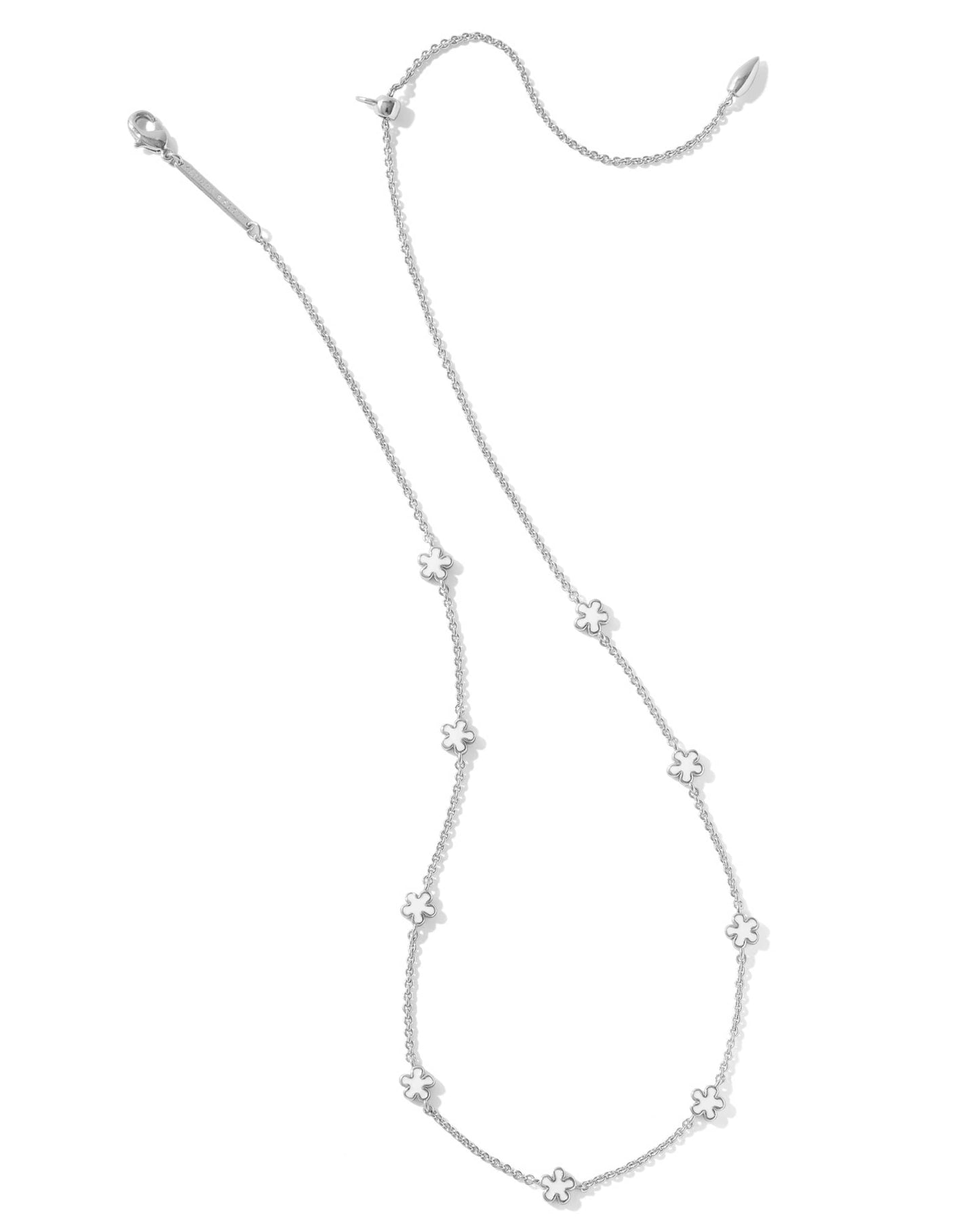 Kendra Scott Jane Silver Strand Necklace - Silver White Enamel