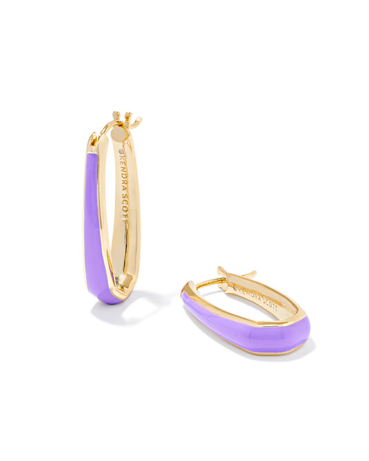 Kendra Scott Kelsey Hoop Earring-Gold Purple Enamel