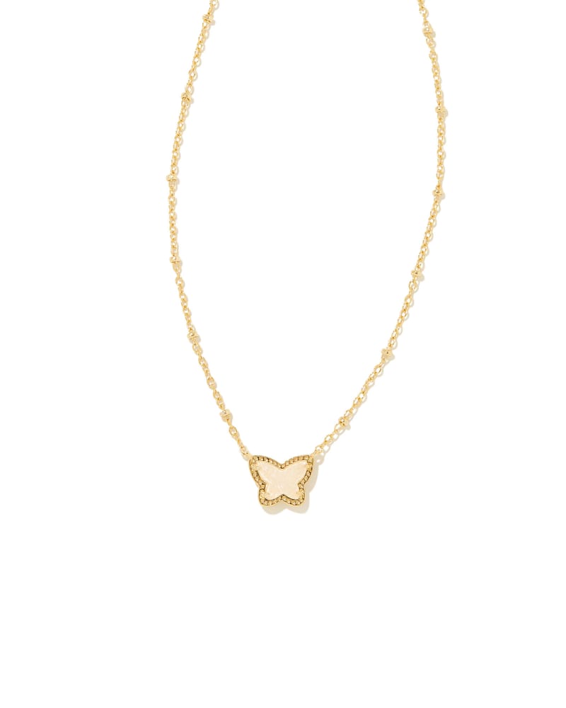 Kendra Scott Lillia Small Short Pendant Necklace-Gold Iridescent Drusy