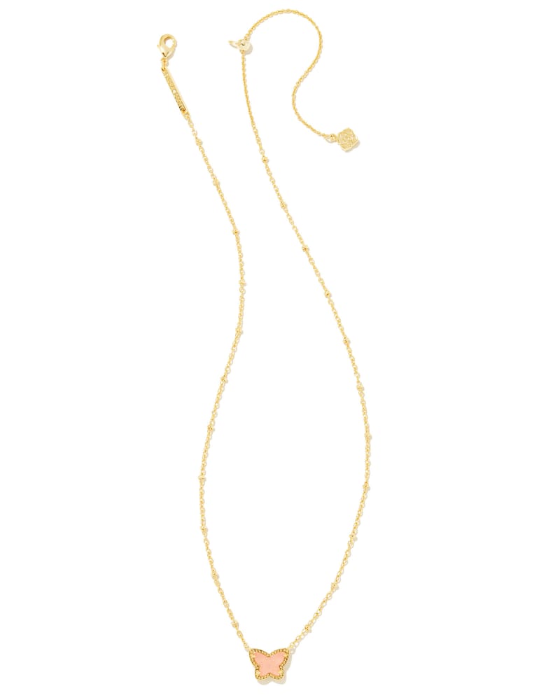 Kendra Scott Lillia Small Short Pendant Necklace-Gold Light Pink Drusy