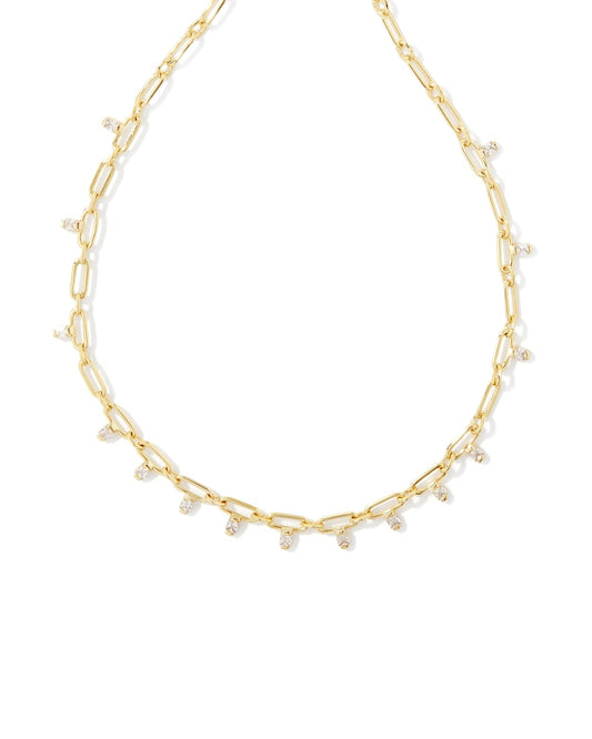 Kendra Scott Lindy Crystal Chain Necklace-Gold or Silver