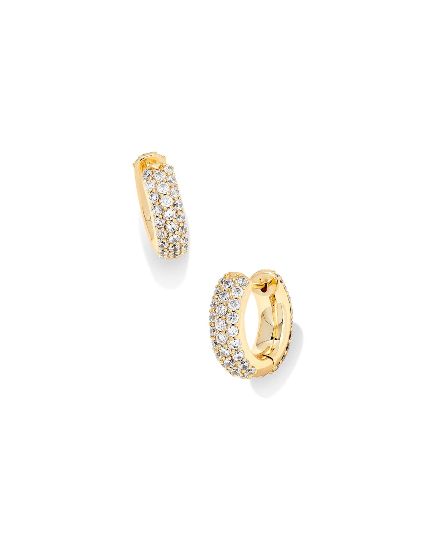 Kendra Scott Mikki Pave Huggie Earrings-Gold/White CZ