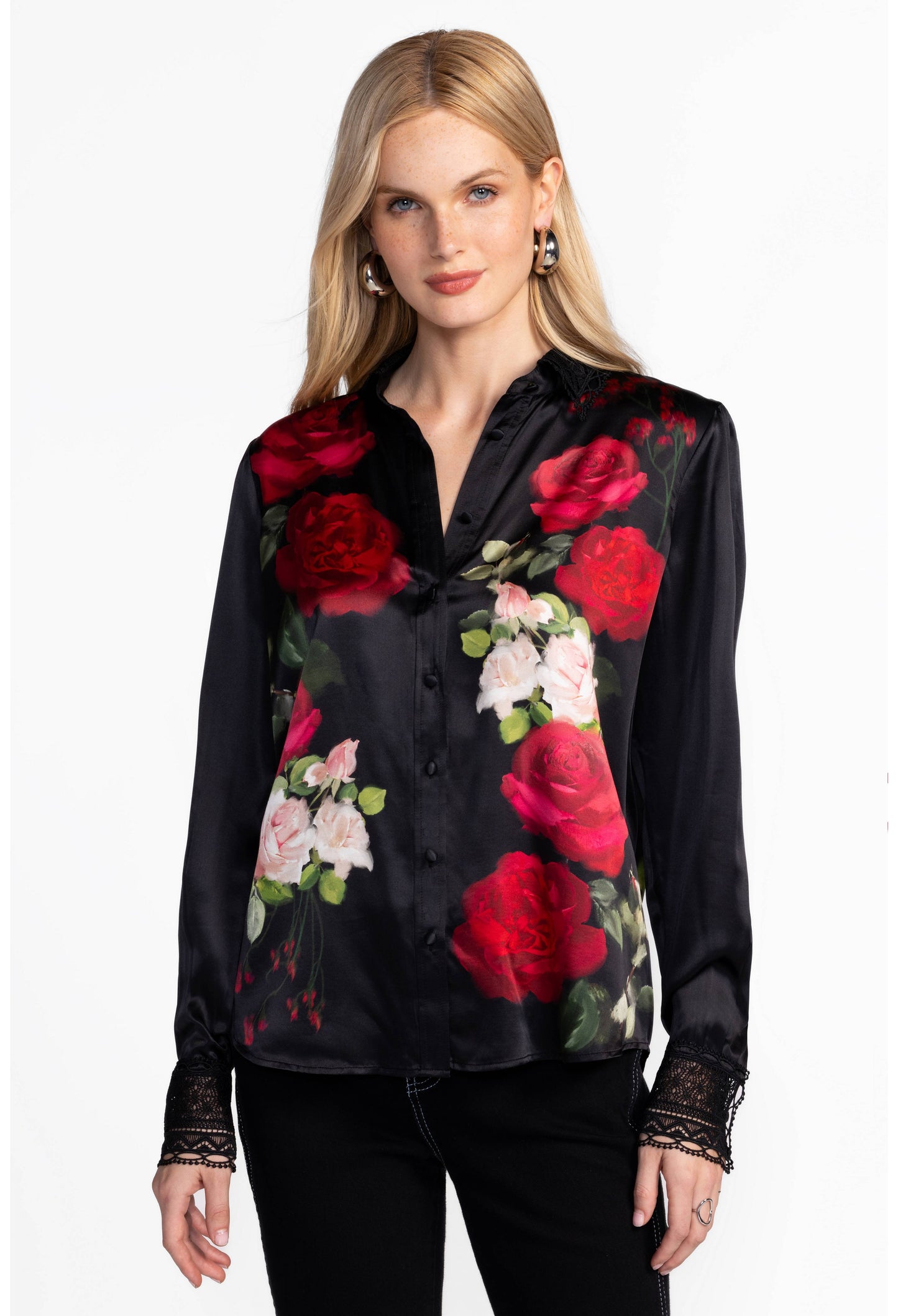 Jade by Johnny Was "Averi" Button Down Blouse-Maria Rosa