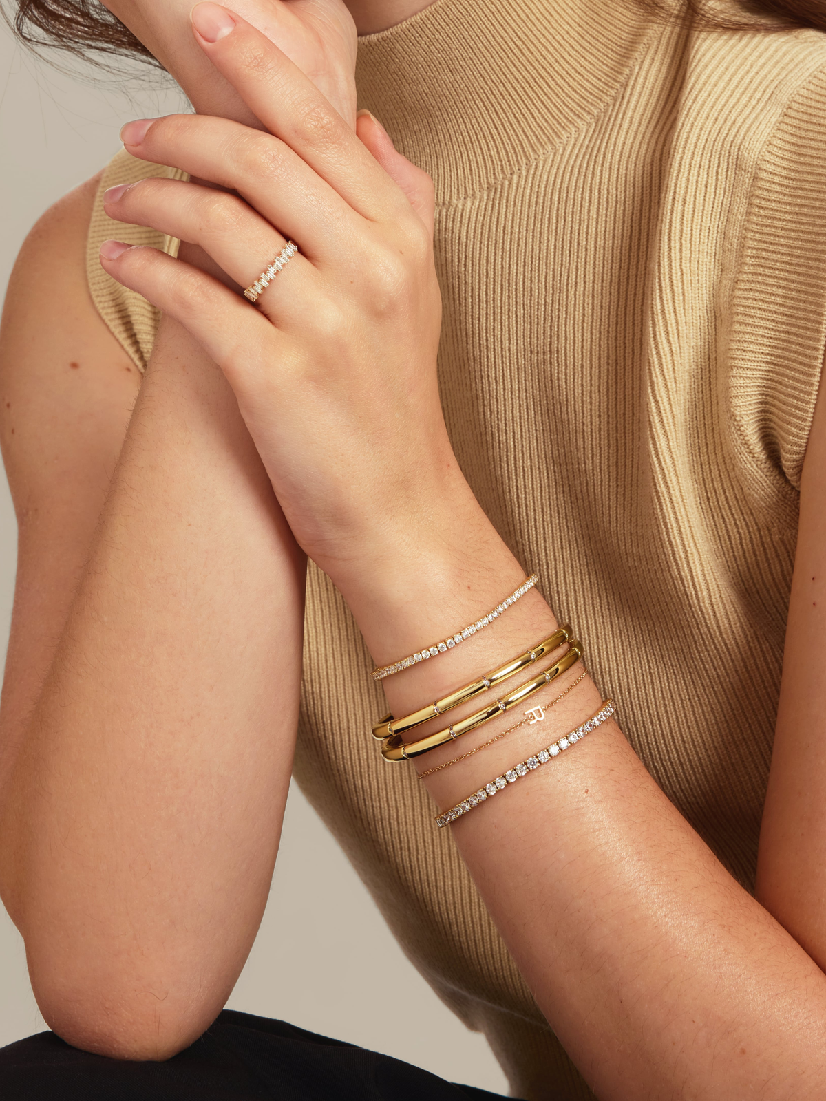 LeMel "Charlotte" CZ Bangle-Gold