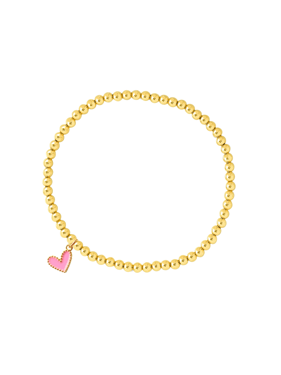 LeMel Lilah PINK Heart Everyday Stretch Bracelet- Standard 6.5"