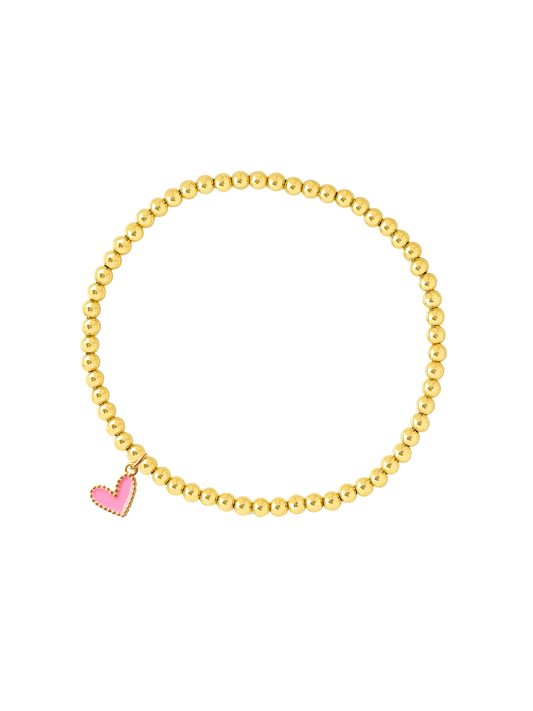 LeMel Lilah PINK Heart Everyday Stretch Bracelet- Standard 6.5"