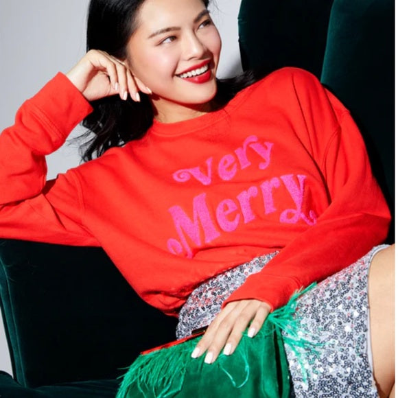 Shiraleah "Very Merry" Sweatshirt-Red