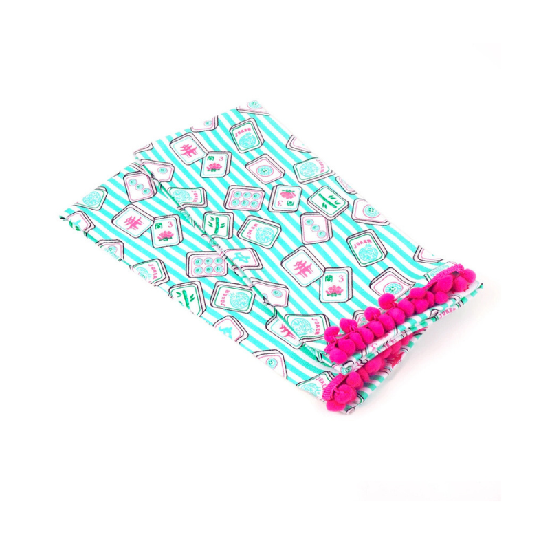 Mahjong Striped Pom Pom Kitchen Towels | Set of 2